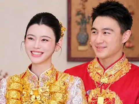 Siêu mẫu Hề Mộng Dao đeo vàng trĩu cổ trong lễ cưới với chồng đại gia