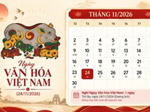 Người lao động được nghỉ 1 ngày dịp Ngày Văn hóa Việt Nam 2026