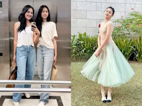 Con gái 13 tuổi của Hương Giang và chồng Trung Quốc dậy thì xinh như Hoa hậu, cao 1,78m, như chị em sinh đôi với mẹ