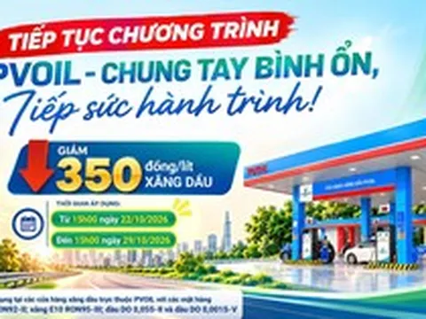 PVOIL tiếp tục giảm giá 350 đồng/lít xăng dầu đến ngày 29/10